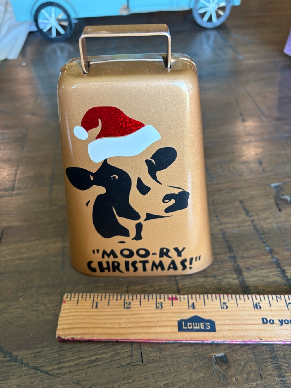Gold Moo-ry Christmas Cow Bell